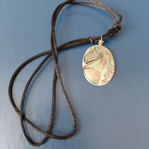 Horse Pendant Necklace with Black Cord